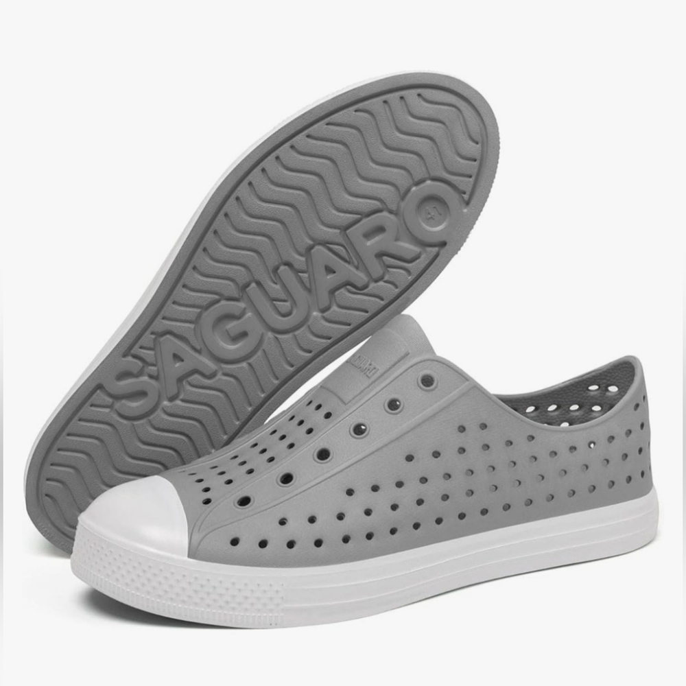 SAGUARO Unisex Lightweight Breathable Flexible Slip-On Water Shoes-Light Grey
